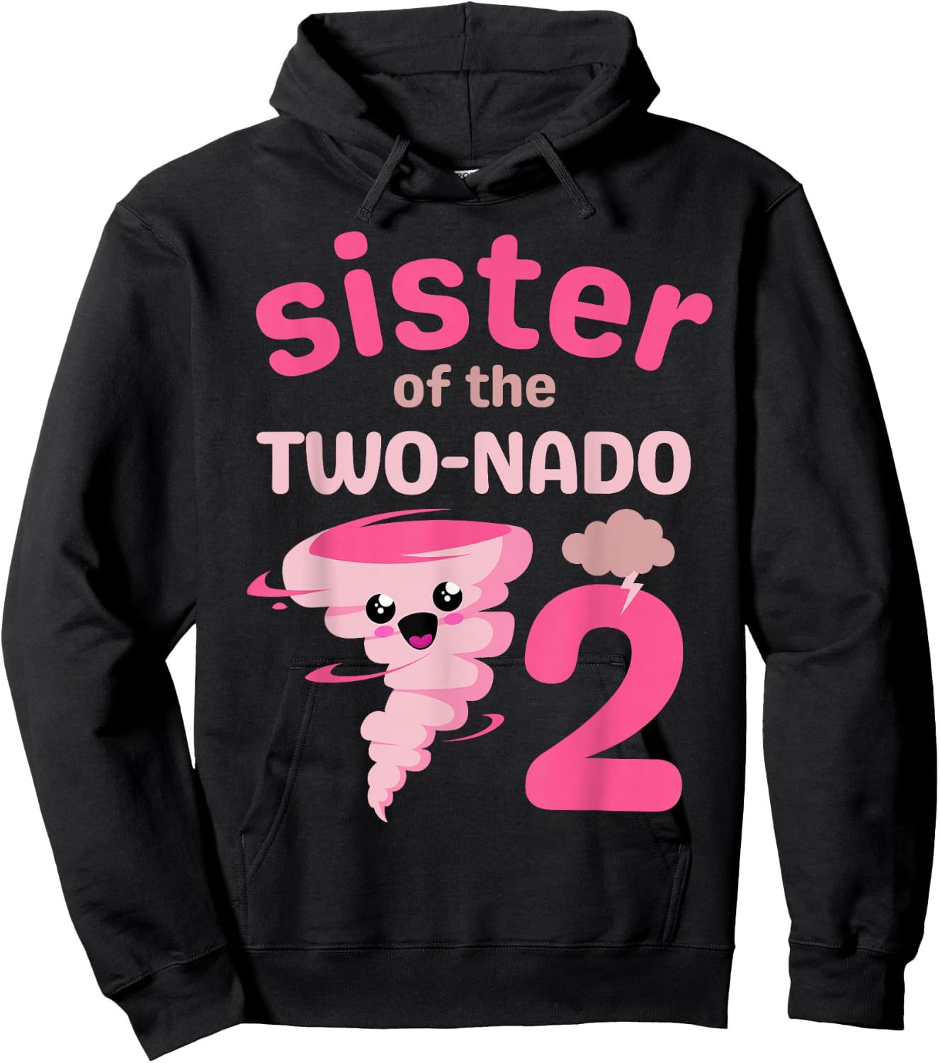 Sister of the Two-nado Tornado Theme 2nd Birthday Party Kids Hoodie - Hoodie | Black