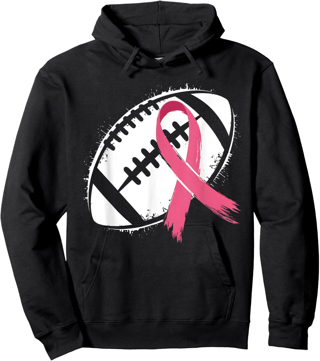 Tackle Cancer Pink Ribbon Football Breast Cancer Awareness Hoodie - Hoodie | Black
