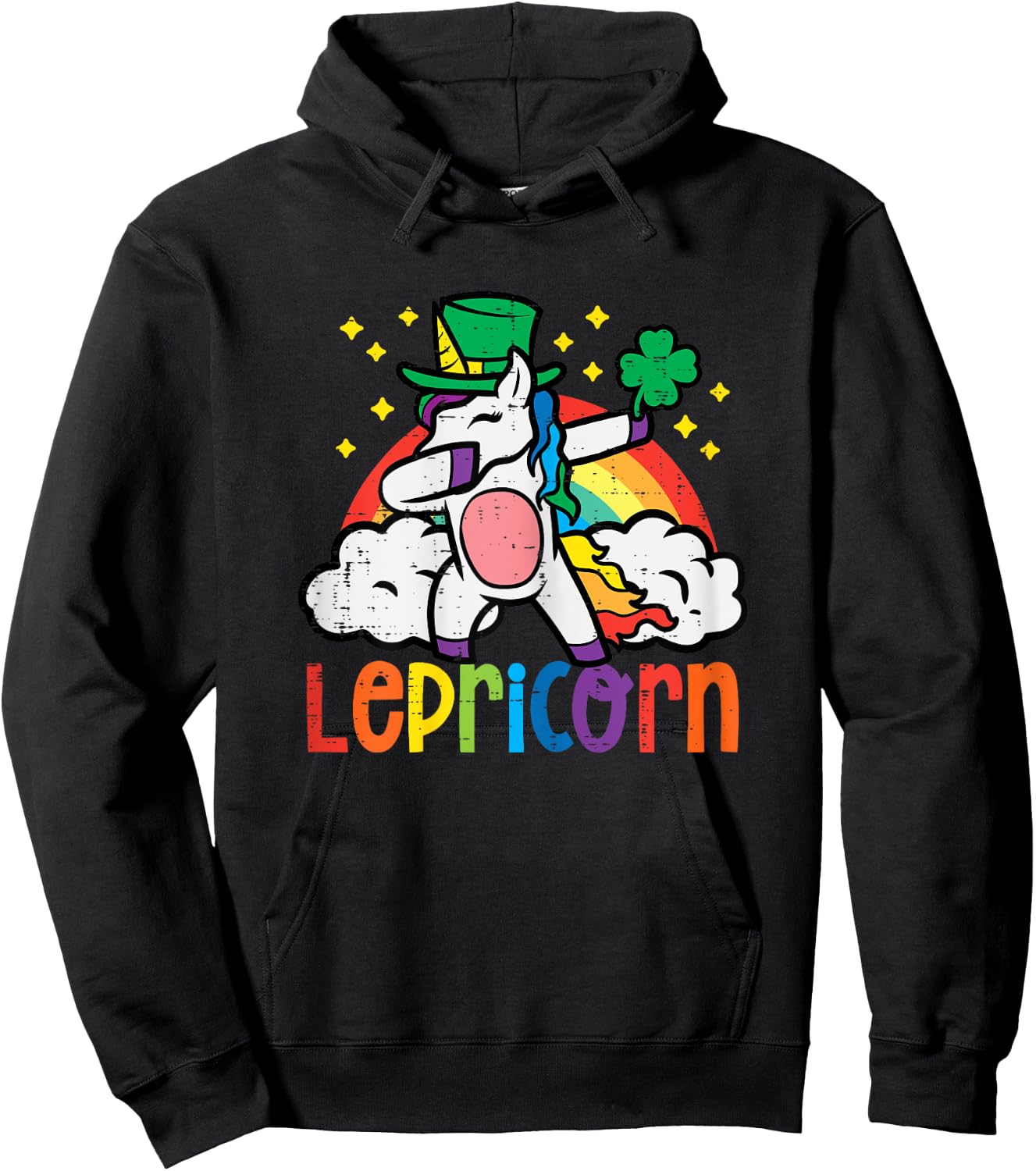 St Patricks Day Unicorn Dab Saint Pattys Lepricorn Girls Kid Hoodie - Hoodie | Black