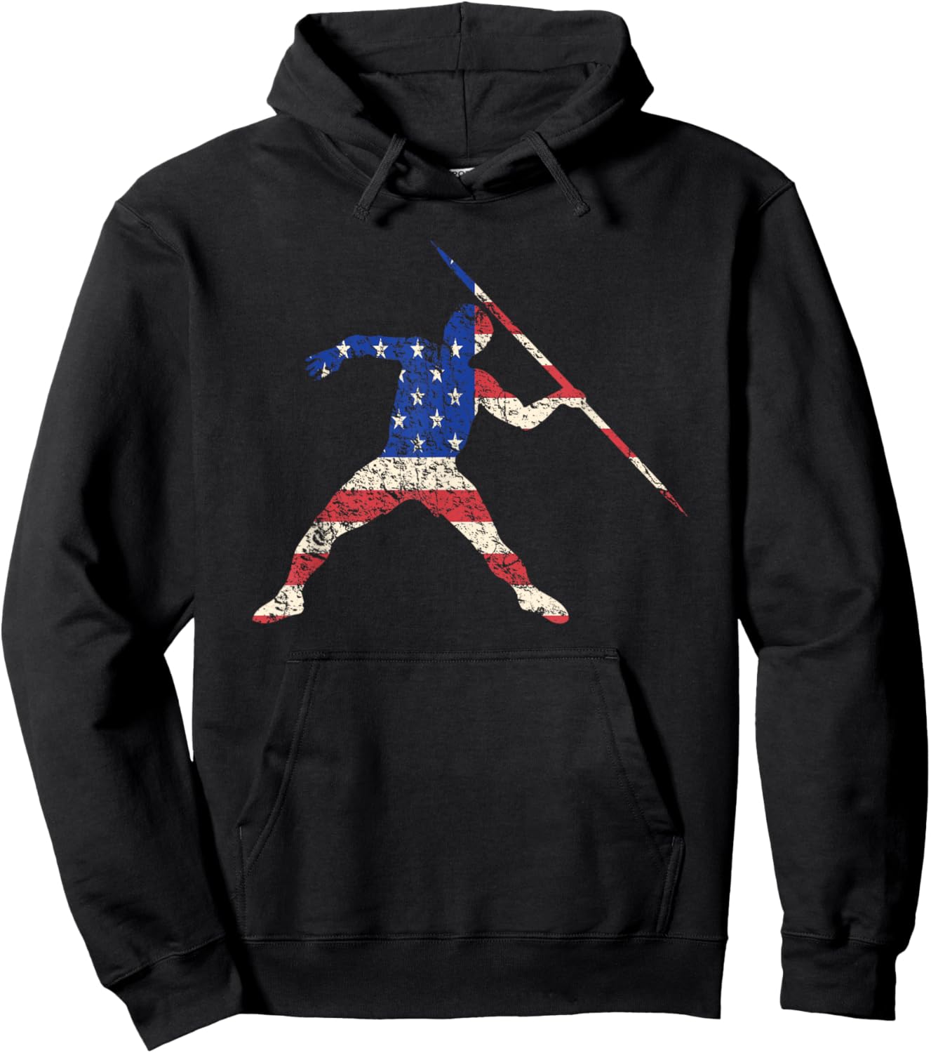 Javelin Thrower American Flag Track and Field Women Kids Men Hoodie - Hoodie | Black