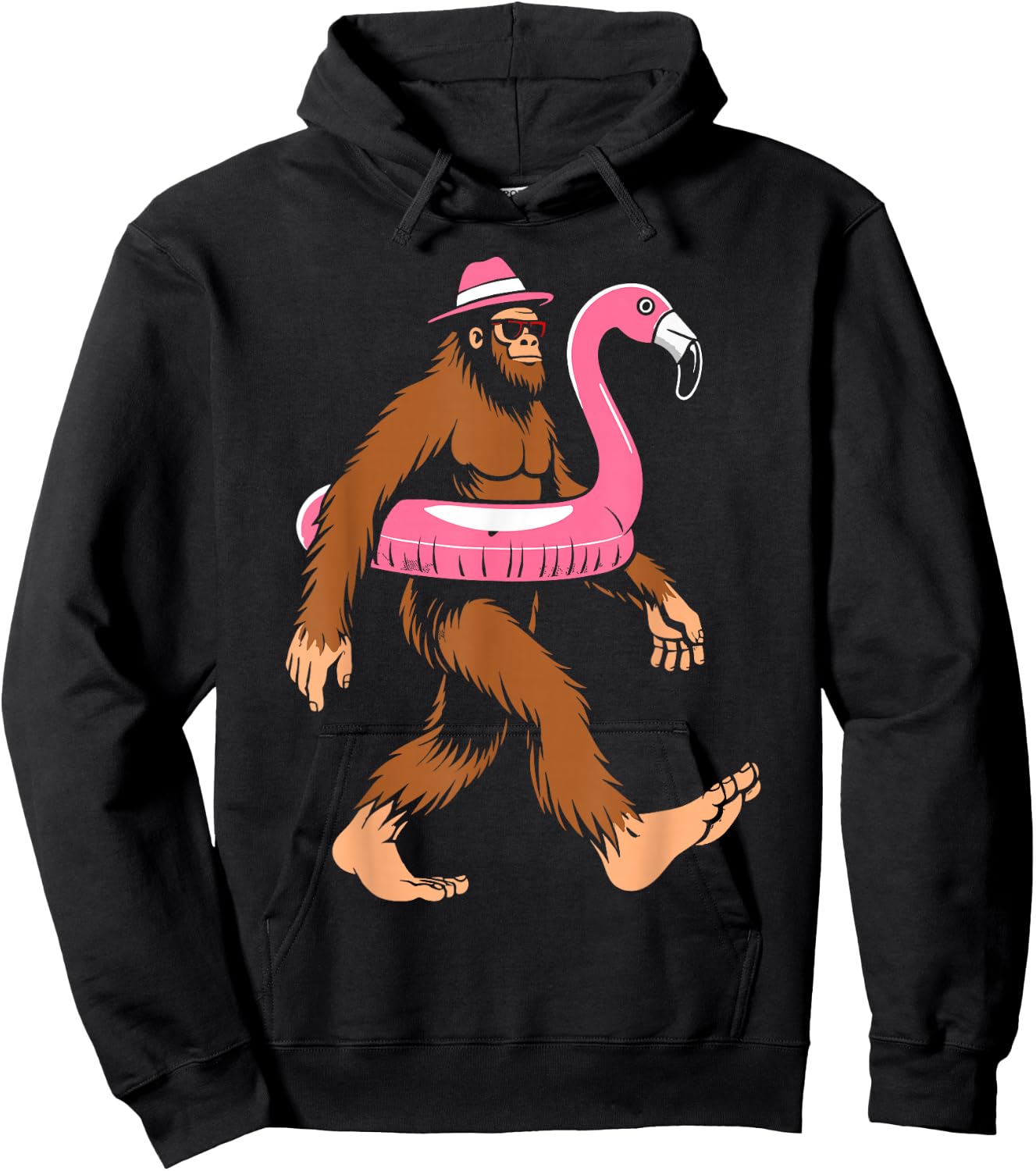 Pool party bigfoot flamingo float sasquatch beach lovers Women Girls Kids Hoodie - Hoodie | Black