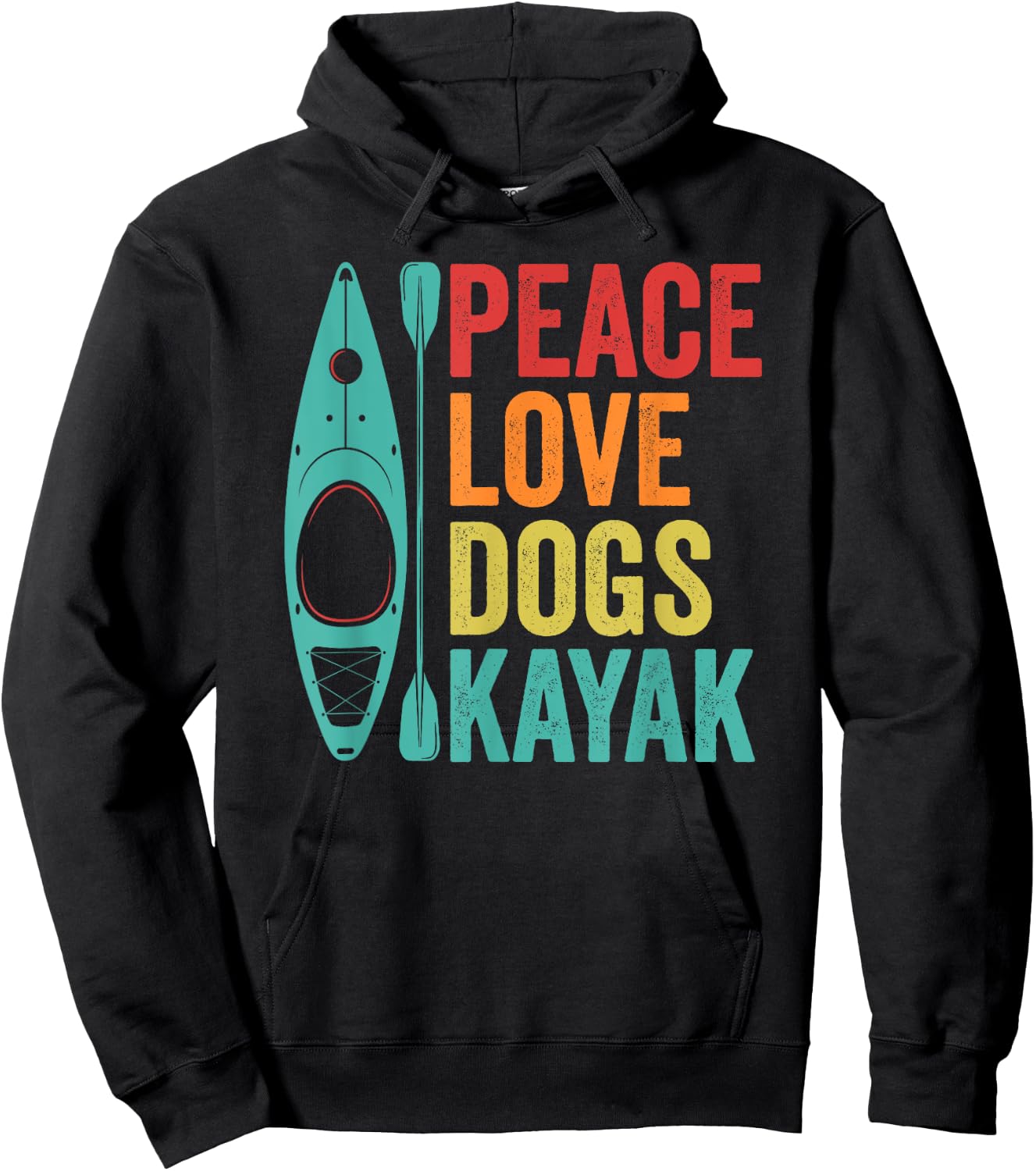 Peace Love Dogs Kayak Lover Kayaking Kayaker Hoodie - Hoodie | Black