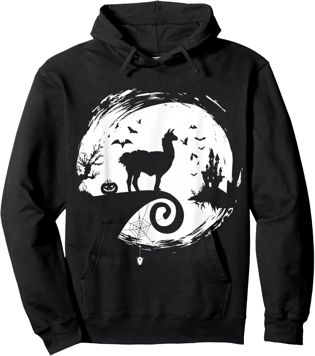 Llama Halloween Costume Moon Silhouette Creepy Horror Hoodie - Hoodie | Black