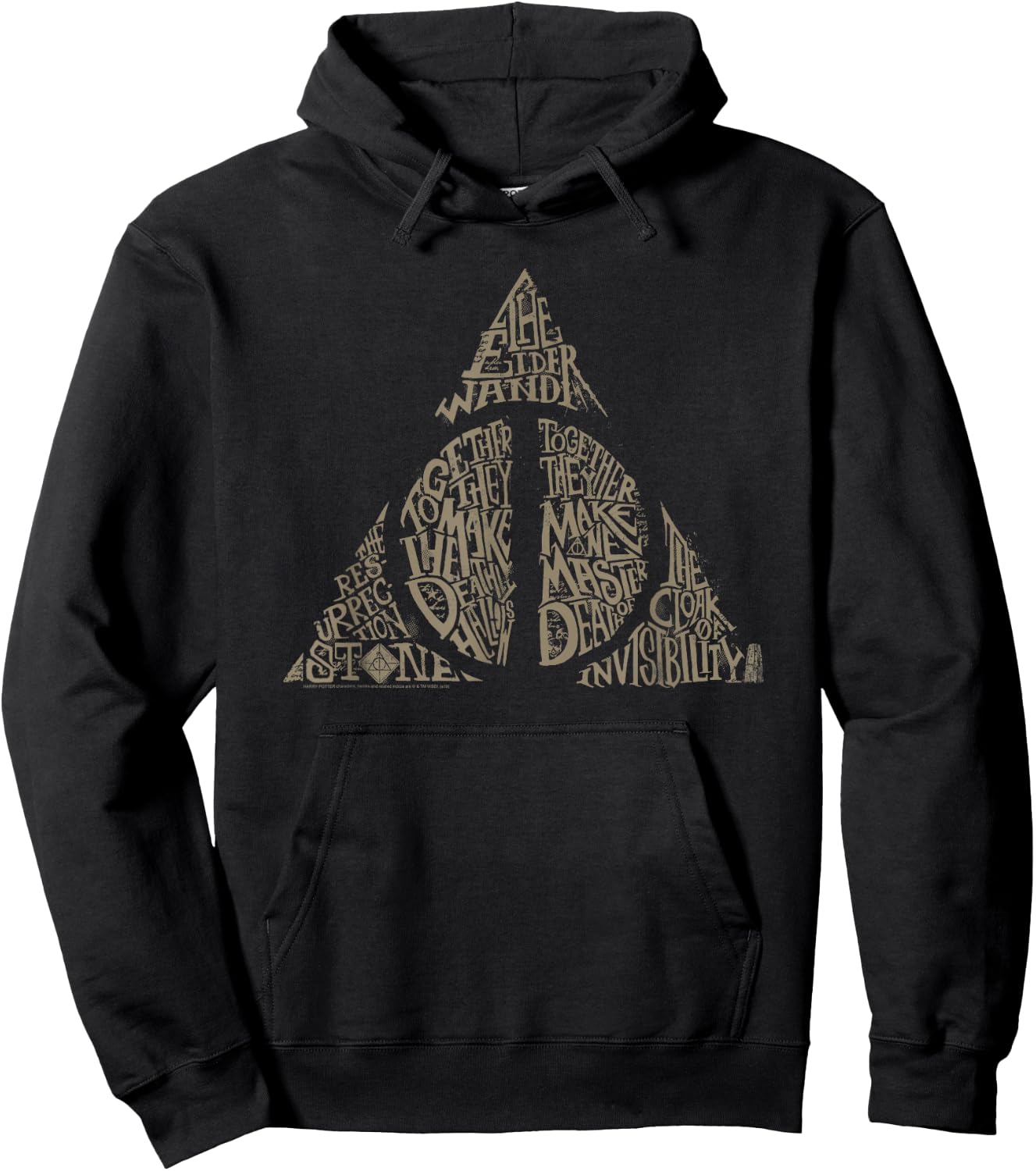 Harry Potter Deathly Hallows Typography Hoodie - Hoodie | Black