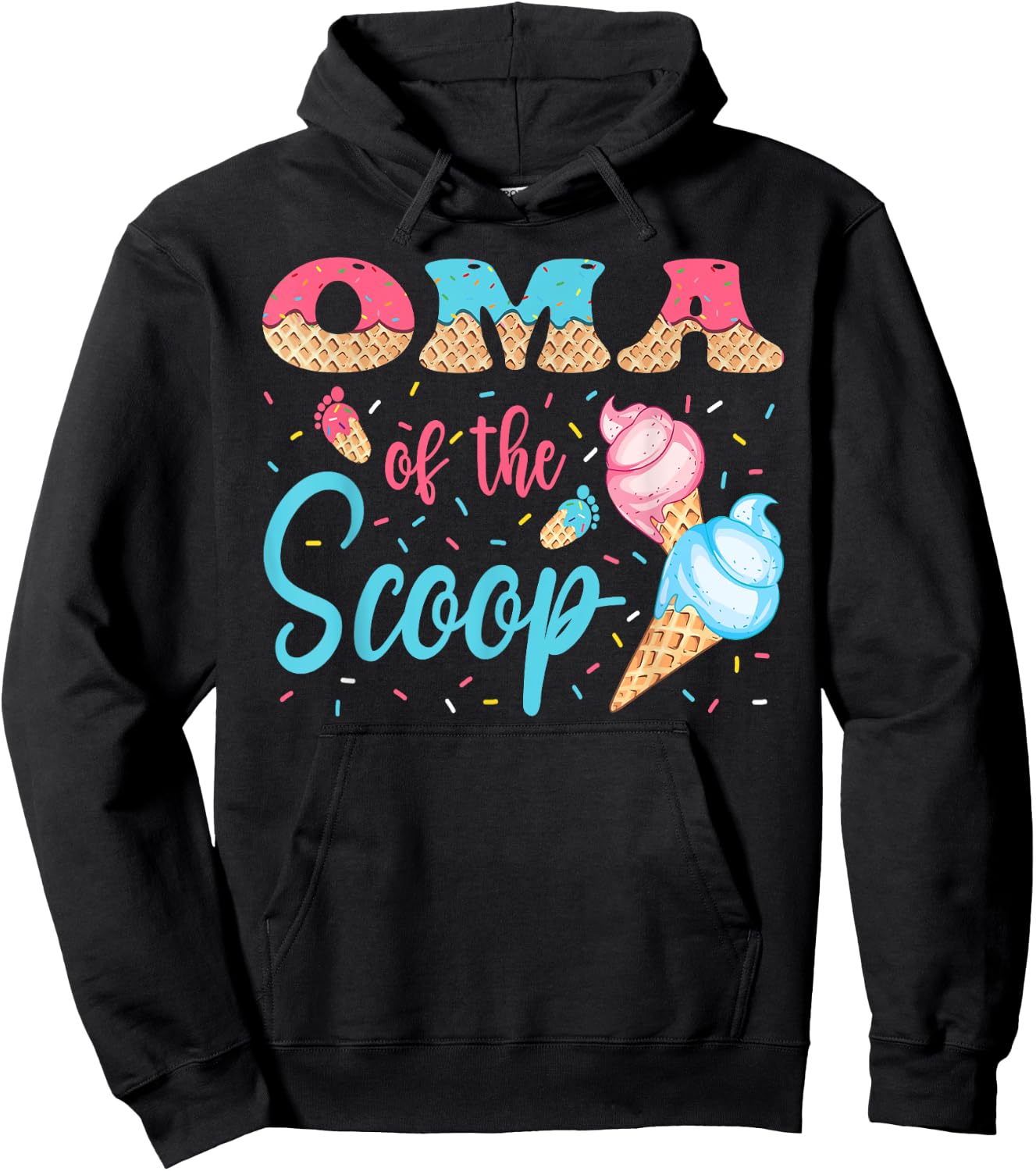 Oma Of The Scoop Ice Cream Gender Reveal Baby Shower Hoodie - Hoodie | Black