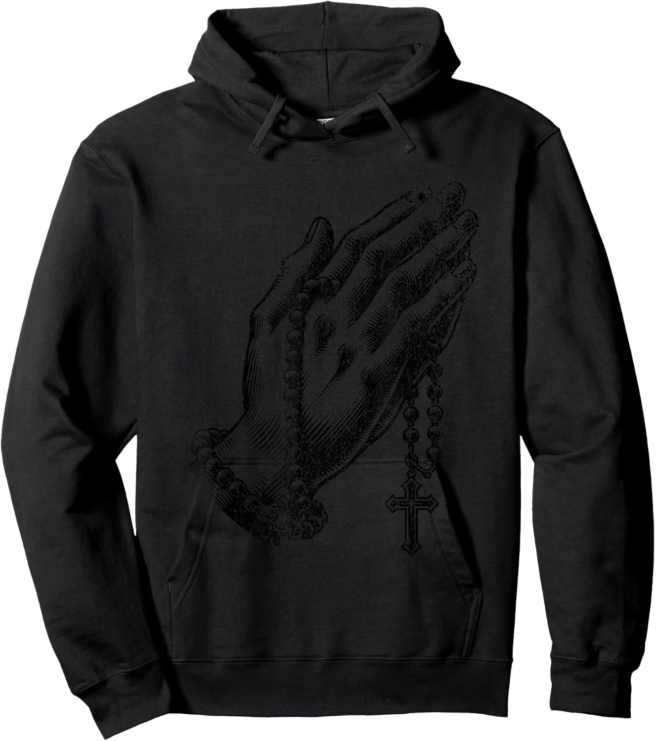 Catholic Rosary Beads Praying Hands Christian Religion , Small, Grey Hoodie - Hoodie | Black
