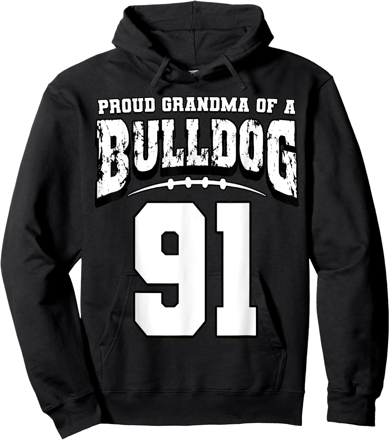 Proud Bulldog Football Grandma Of Player 91 Hoodie - Hoodie | Black