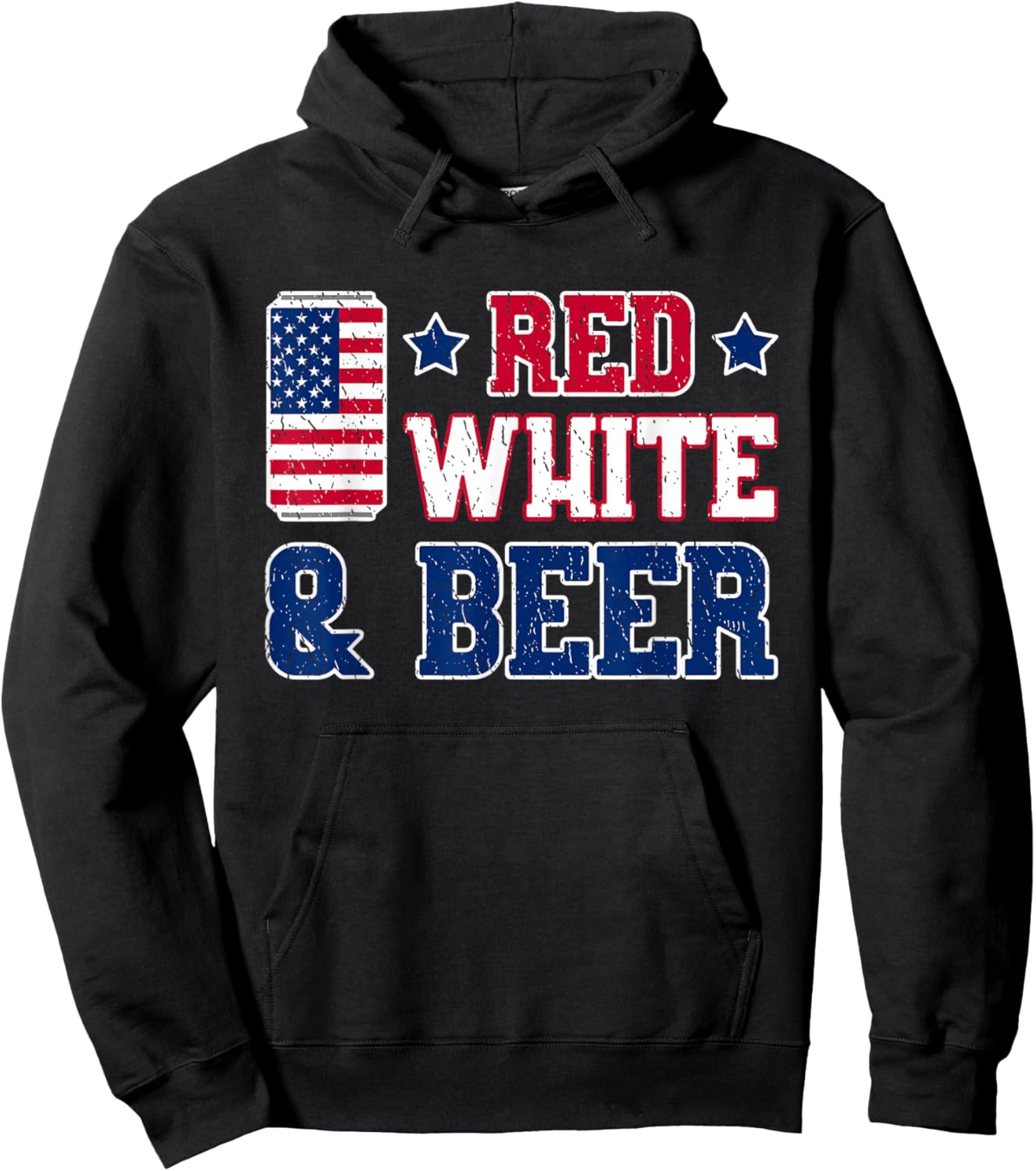 Red White and Beer Shirt - USA 4th of July Drinking Gift Hoodie - Hoodie | Black