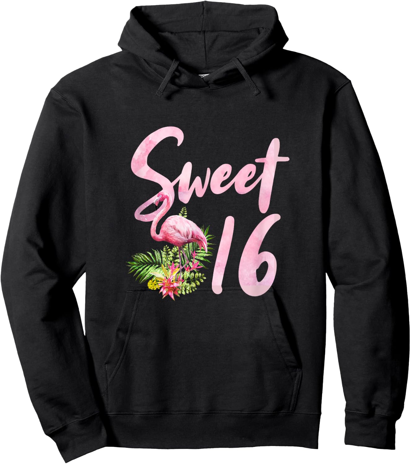 Sweet Sixteen Birthday Party Gift I Sweet 16 Flamingo Hoodie - Hoodie | Black