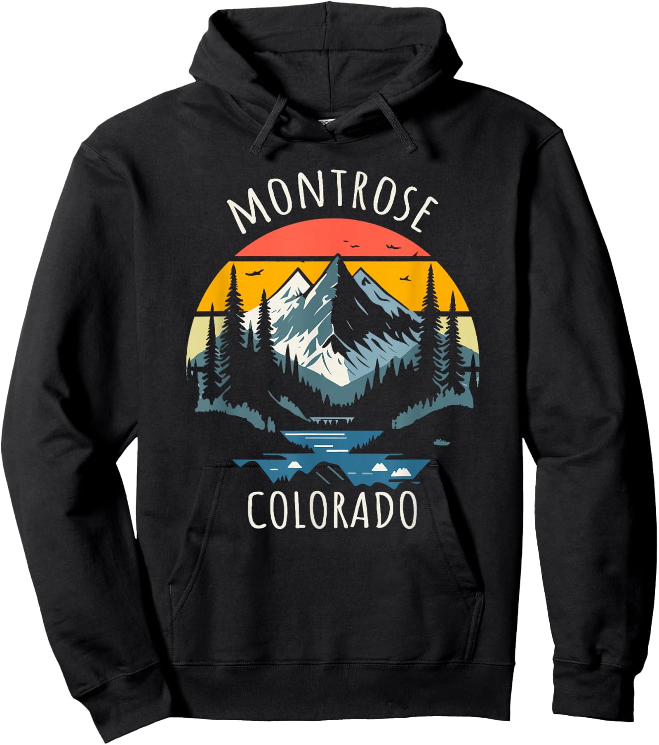 Montrose Colorado USA Retro Style Mountain Design Hoodie - Hoodie | Black