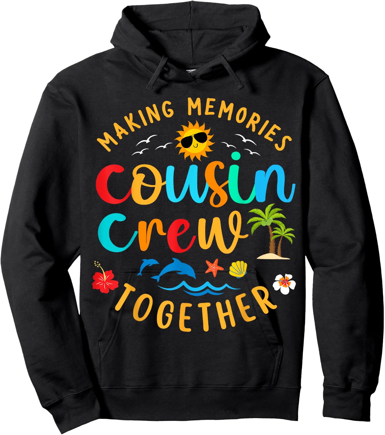 Cousin crew 2025 Summer Vacation Beach Family Trip Matching Hoodie - Hoodie | Black