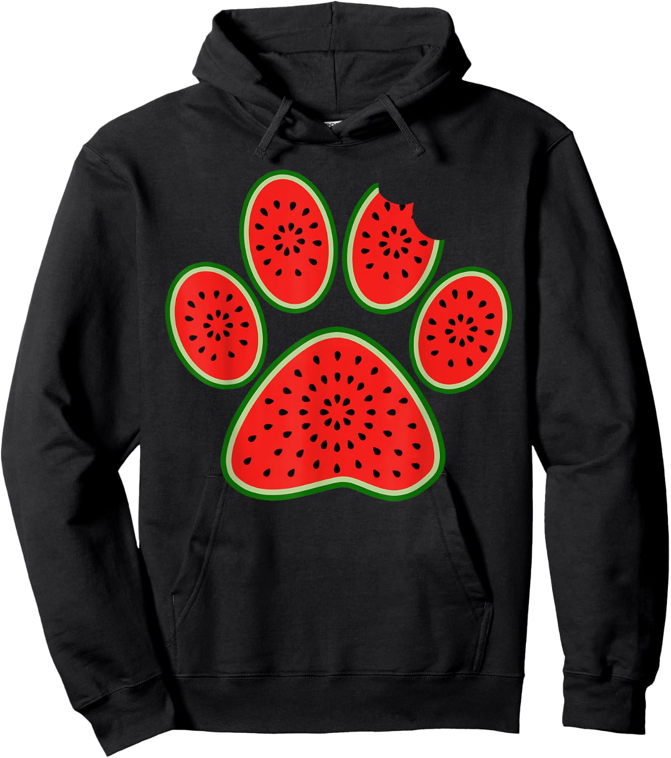 Cute Silhouette Of Dog Paw Watermelon Slice Summer Vacation Hoodie - Hoodie | Black