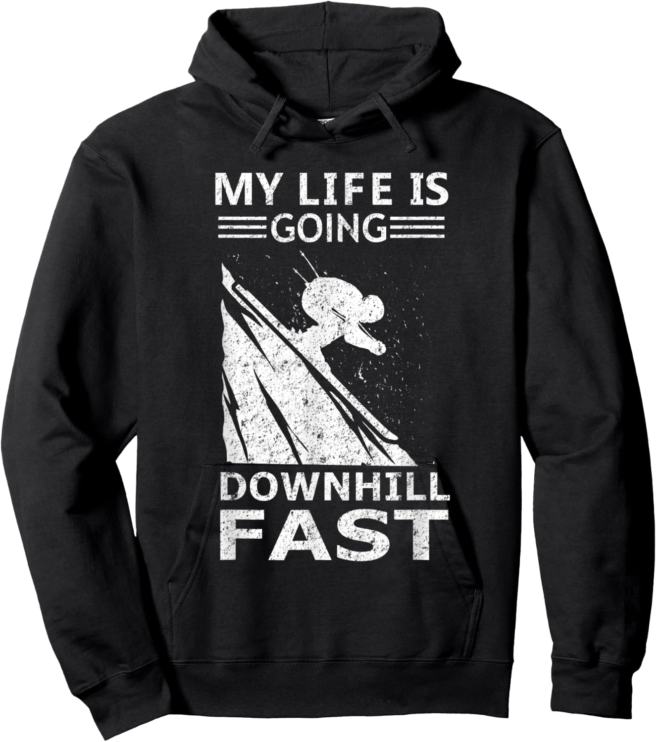 My Life Is Going Downhill Fast Steep Skiing Slopes Costume Hoodie - Hoodie | Black