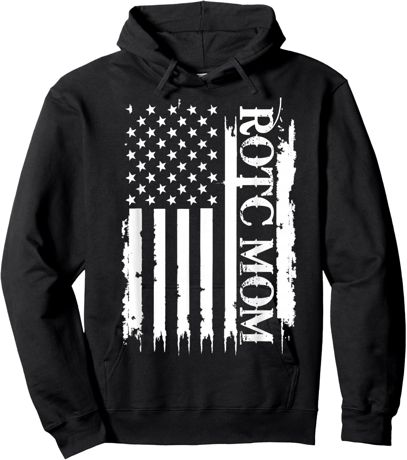 ROTC Mom United States Distressed w US Flag Hoodie - Hoodie | Black