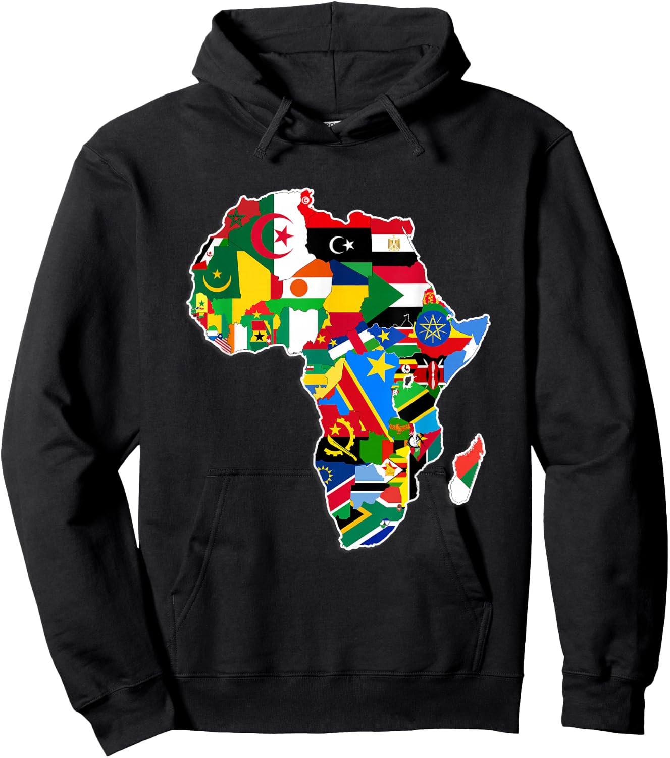 Africa Pride - Map of African Continent with Flags Hoodie - Hoodie | Black