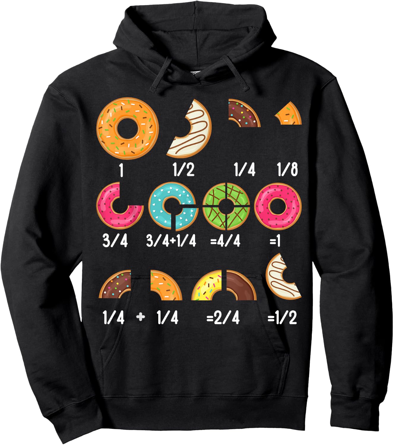 Donut Fraction Math Teachers Back To School Educational Hoodie - Hoodie | Black