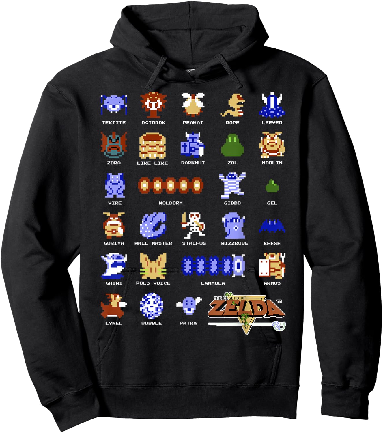 Legend Of Zelda Character Pixel Art Portrait Grid Hoodie - Hoodie | Black