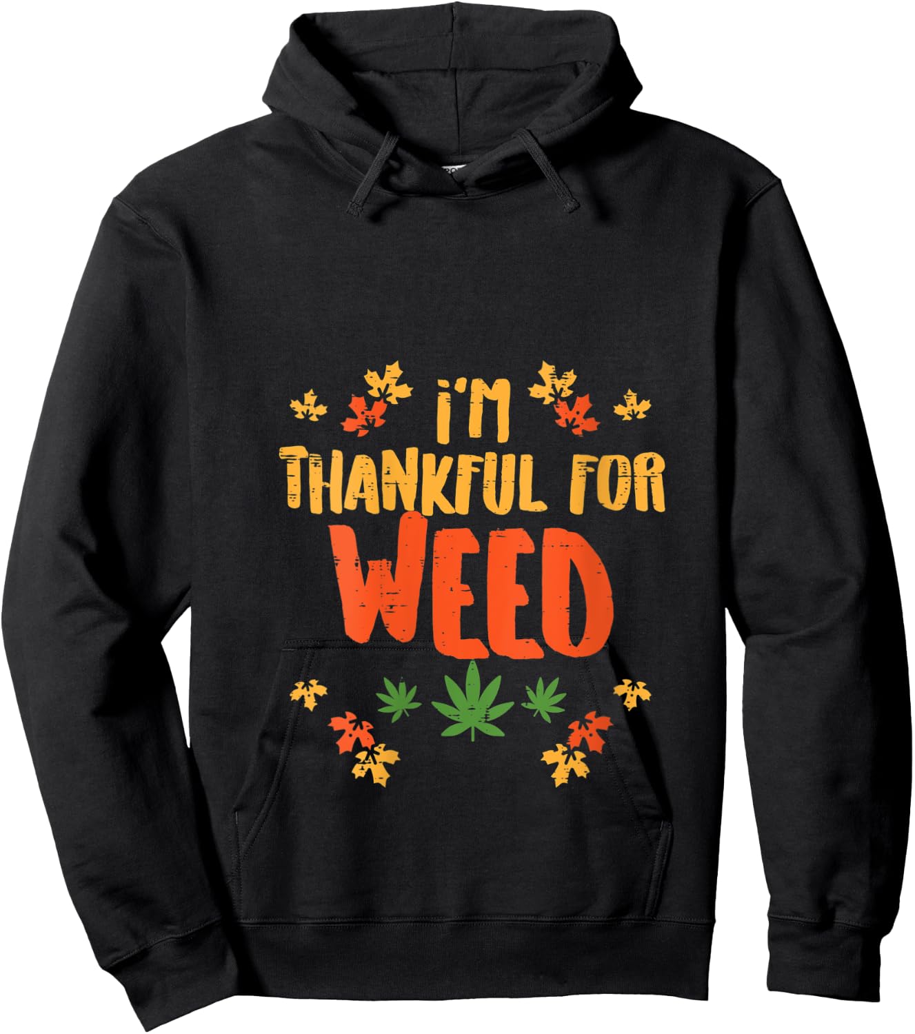 Thankful For Weed 420 Fun Thanksgiving Cannabis Stoner Gift V-Neck Hoodie - Hoodie | Black