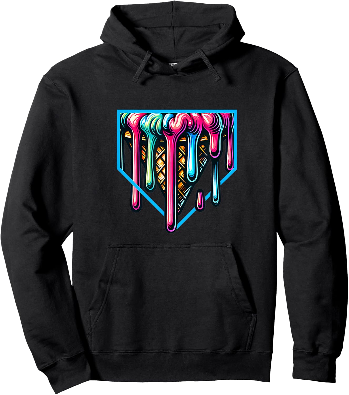 Home-Plate Drip Ice-Cream for Softball & Baseball Fans Hoodie - Hoodie | Black