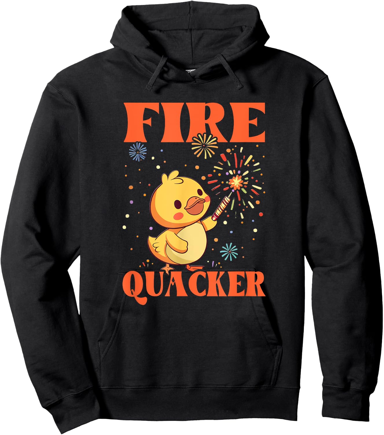 Funny Fireworks with Goose Duck - Fire Quacker Hoodie - Hoodie | Black