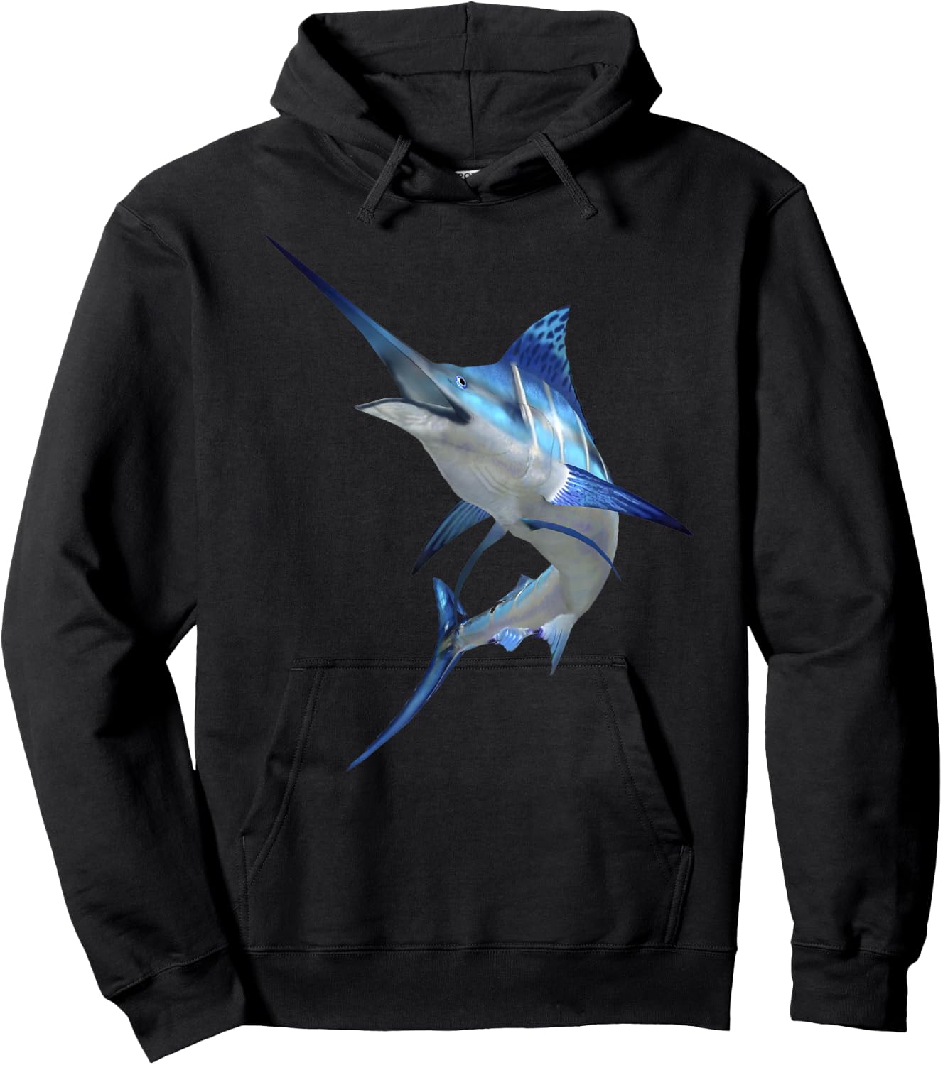 Beautiful Blue Marlin Fishing Short Sleeve Hoodie - Hoodie | Black