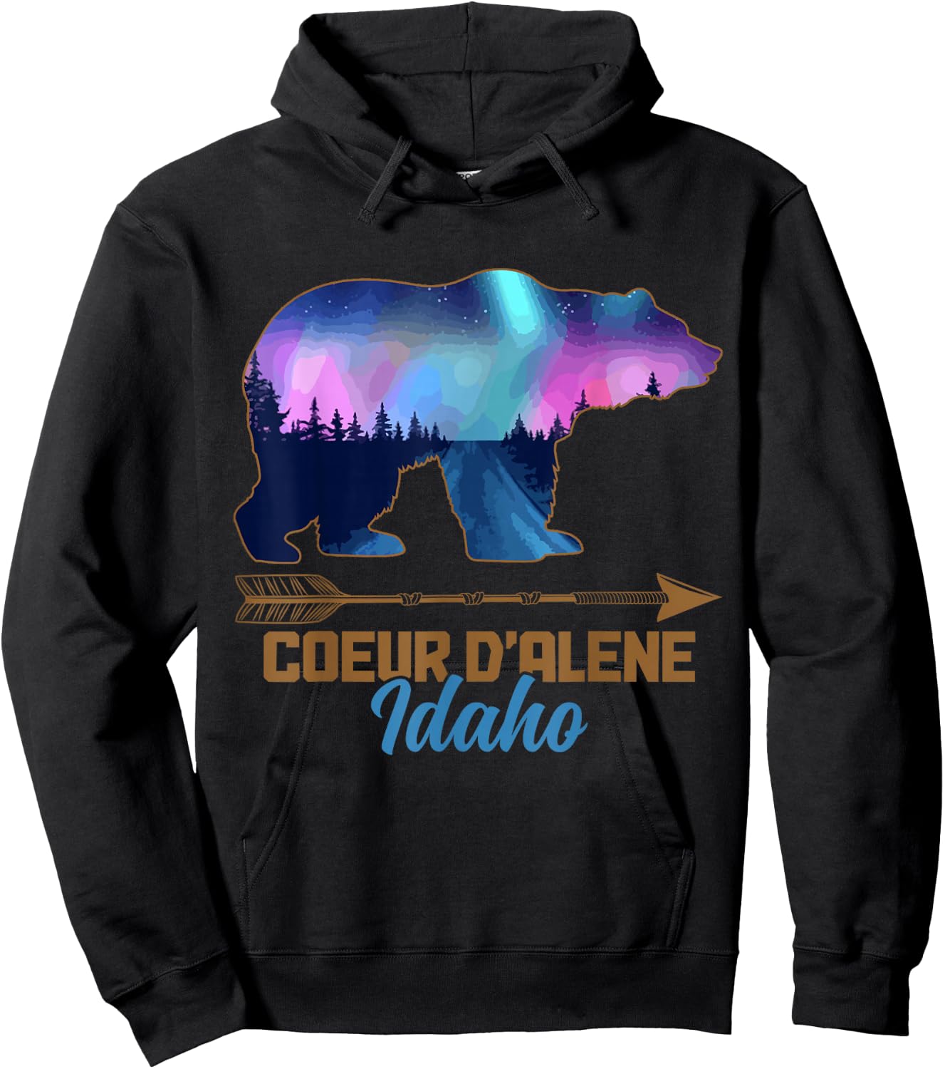 Coeur D'Alene Idaho Bear Pride Vintage Souvenir Hoodie - Hoodie | Black