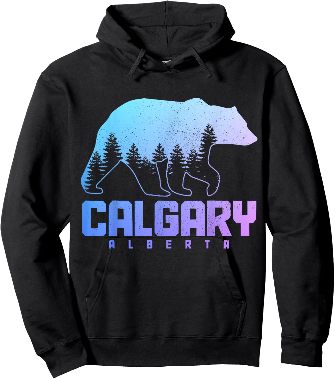 Calgary Alberta Canada Bear Grizzly Pride Outdoor Vintage Hoodie - Hoodie | Black
