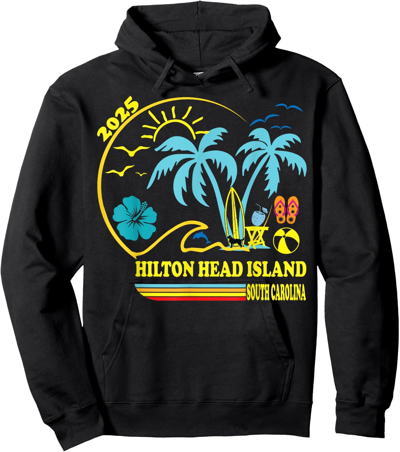Hilton Head Island South Carolina 2025 Family Trip Matching Hoodie - Hoodie | Black