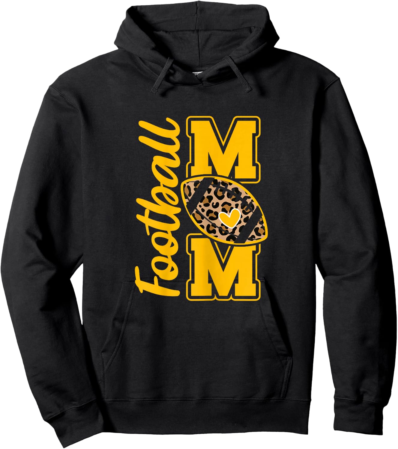 Leopard Royal Blue and Yellow High School Football Mom Hoodie - Hoodie | Black