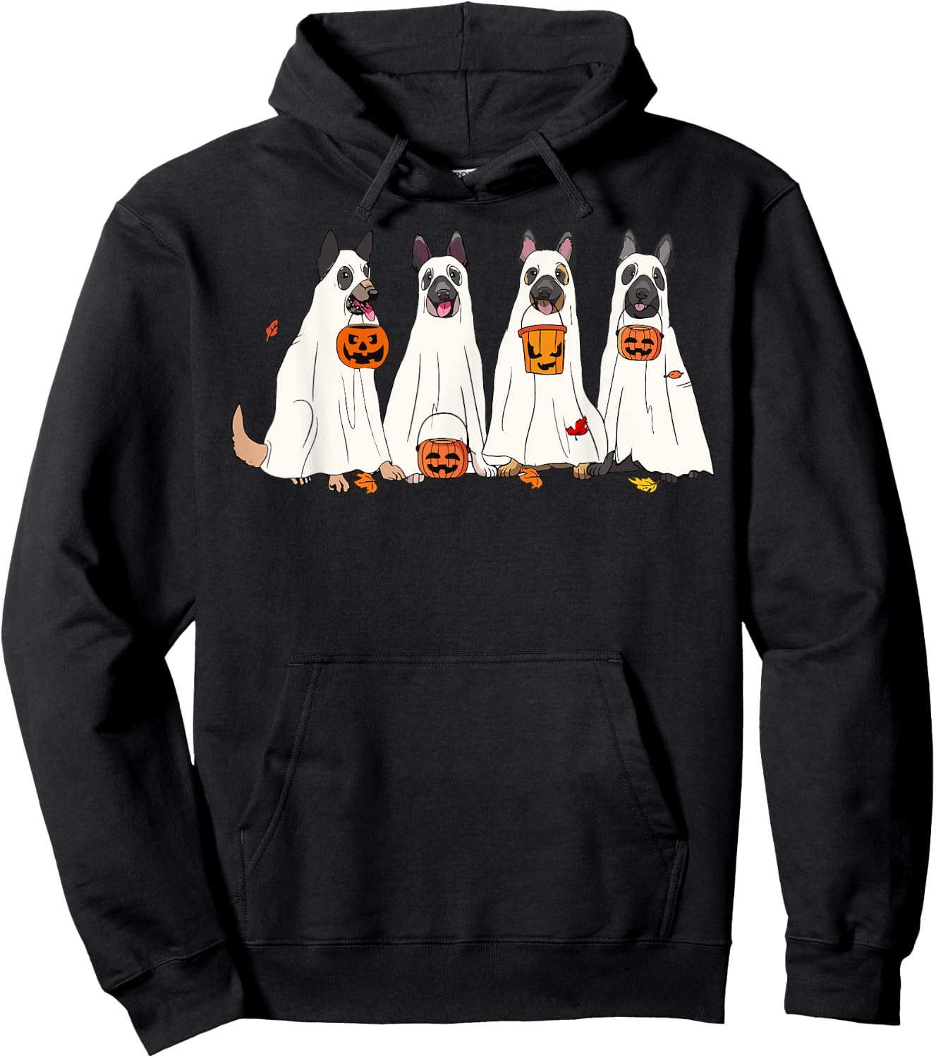 Dog Halloween Trick Or Treat Boo Ghost Pumpkin Malinois Dogs Men Women Kids Hoodie - Hoodie | Black