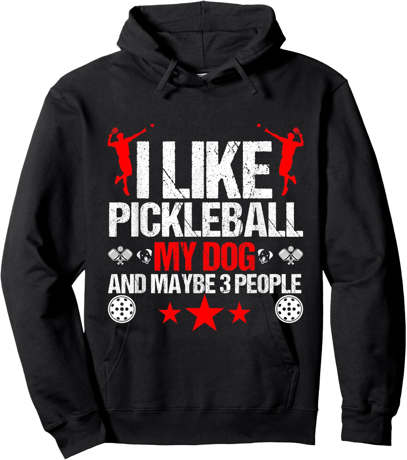 Funny I Like Pickleball My Dog And Maybe 3 People Hockey Dog Men Women Kids Hoodie - Hoodie | Black