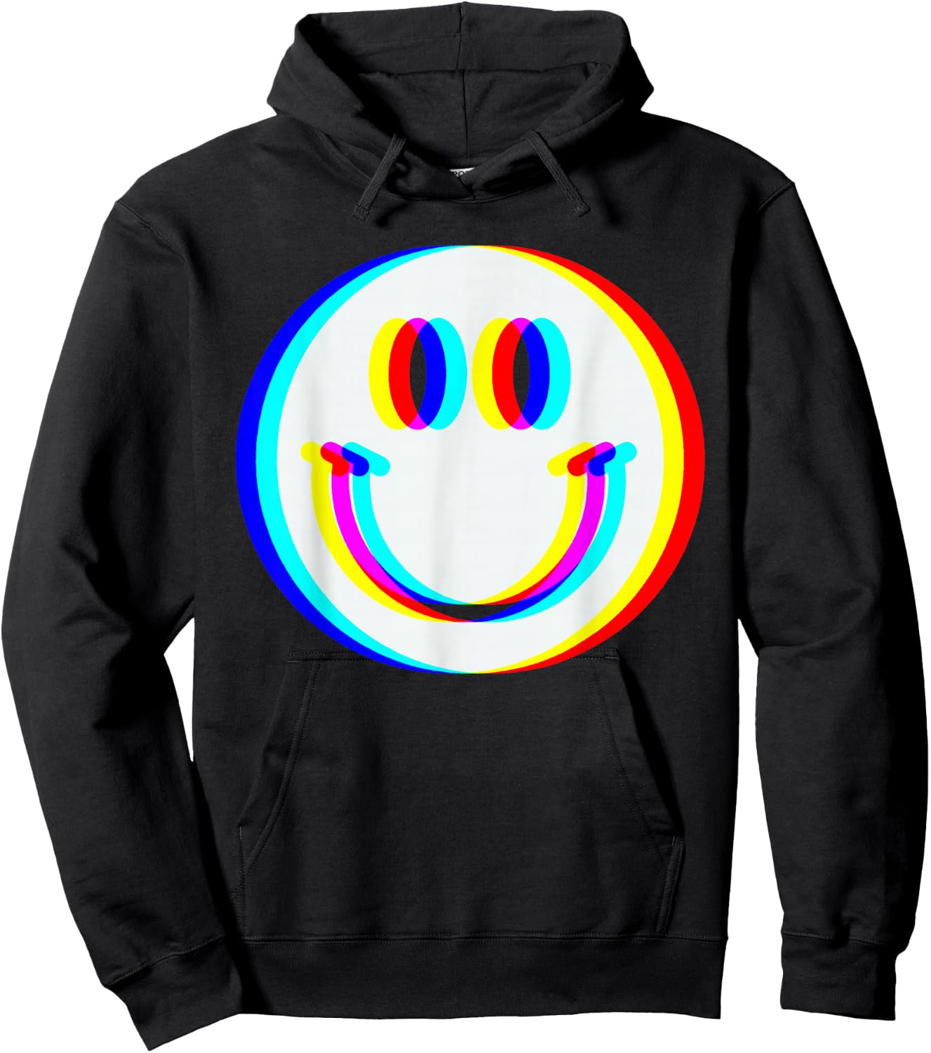 Smiling Face EDM Trippy Vaporwave Techno Rave Music Festival Hoodie - Hoodie | Black