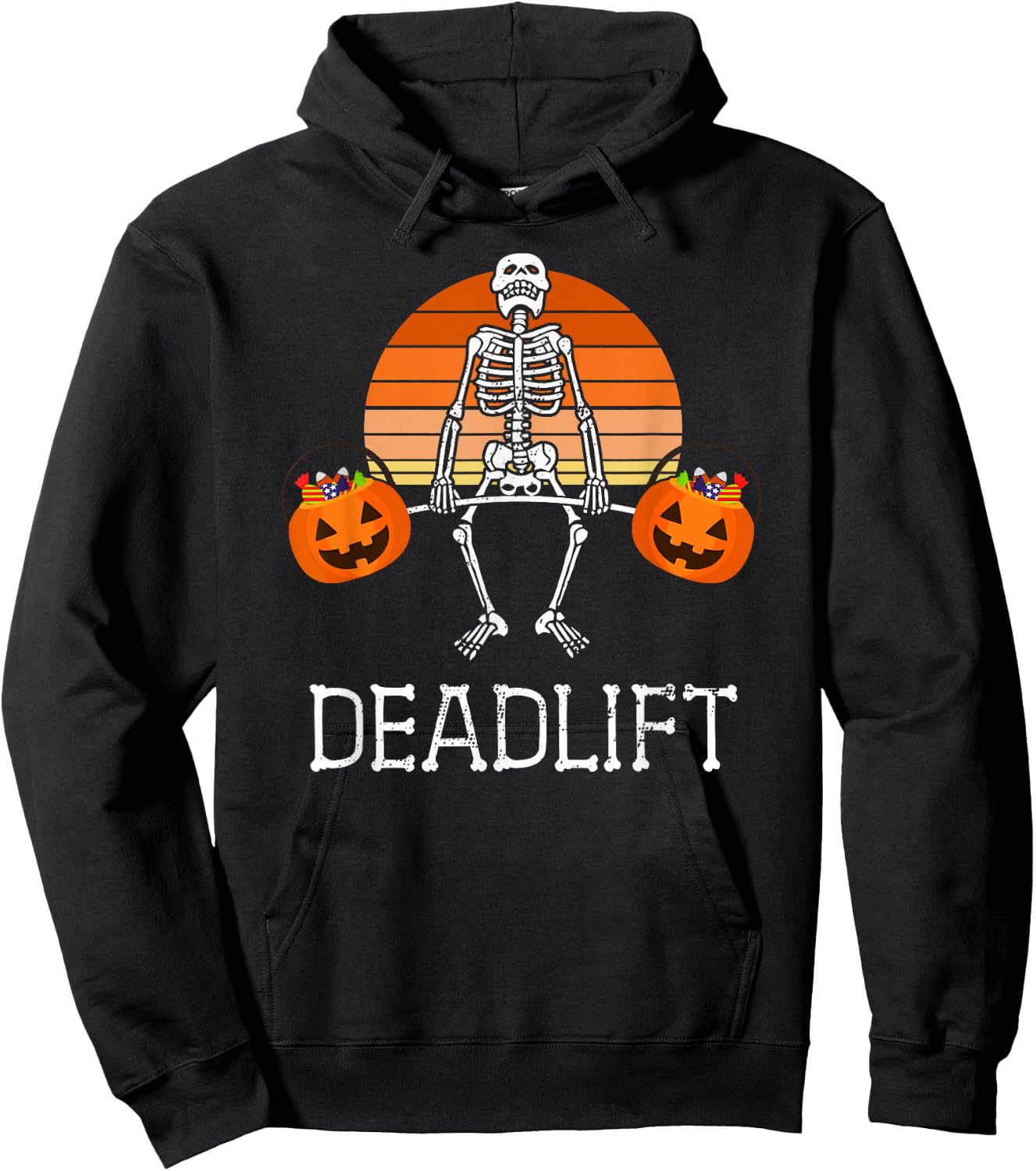 DEADLIFT Funny Halloween Skeleton Candy Buckets Gym Workout Hoodie - Hoodie | Black