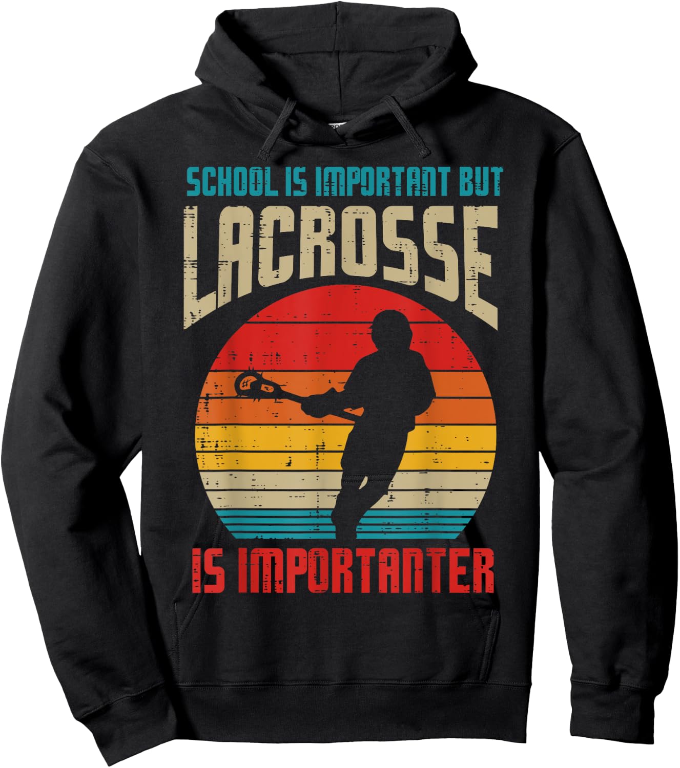 School Is Important Lacrosse Importanter Funny Lax Boys Kids Hoodie - Hoodie | Black
