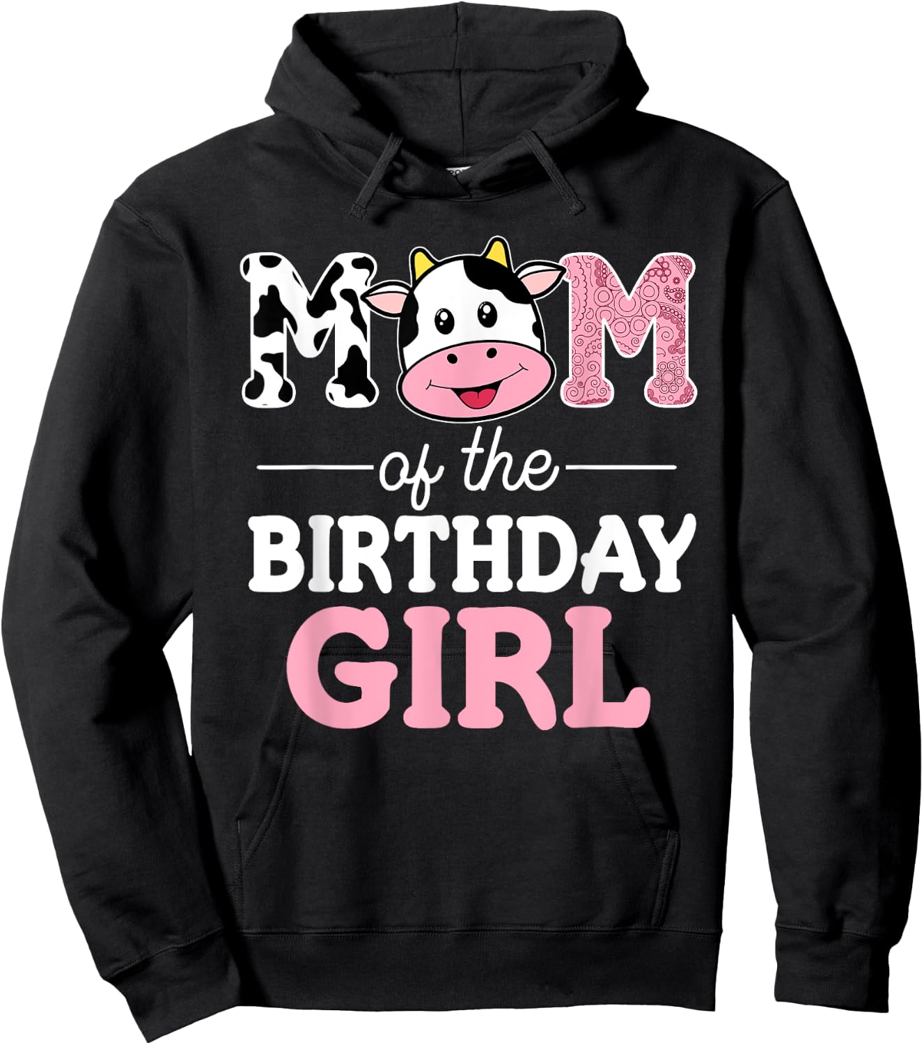 Mom of The Birthday Girl Shirt Farm Cow Mommy Mama 1st Hoodie - Hoodie | Black