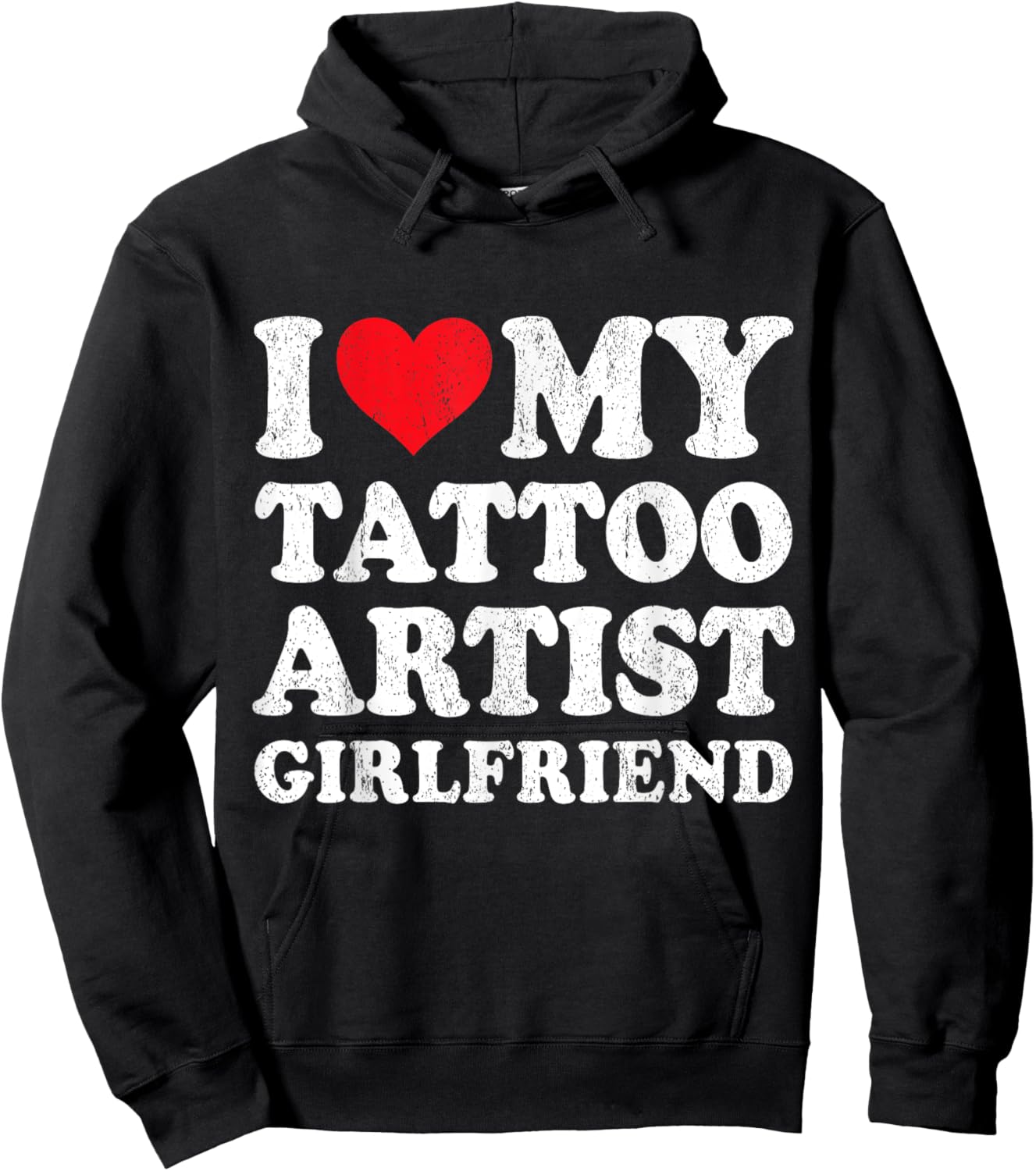 I Love My Tattoo Artist Girlfriend Funny Boyfriend Valentine Hoodie - Hoodie | Black