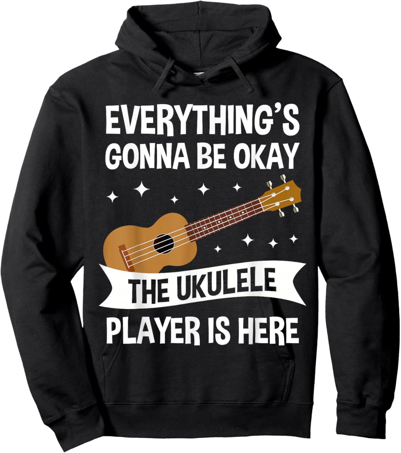 The Ukulele Player is Here Ukulele Hawaiian Gift Hoodie - Hoodie | Black