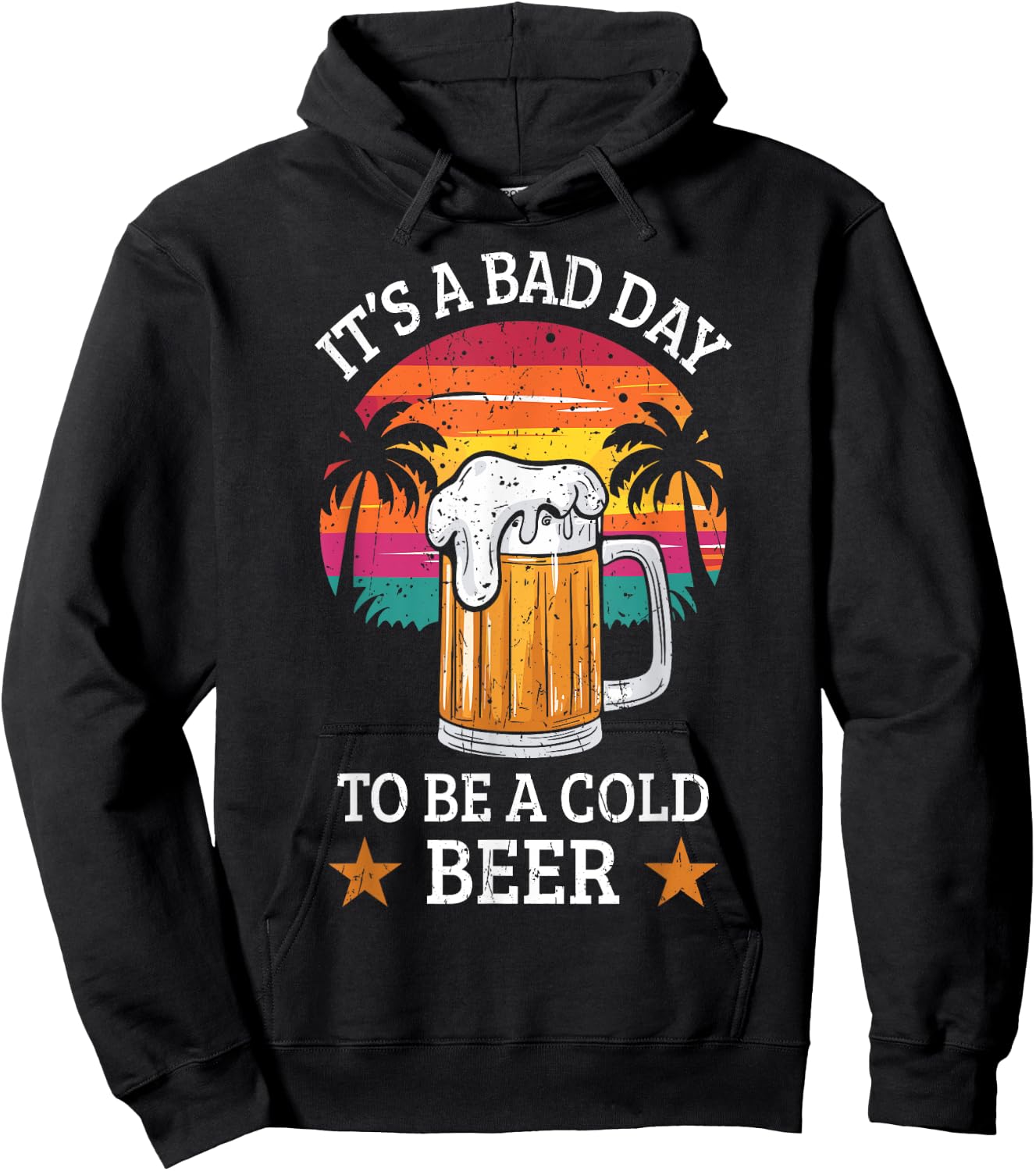 It's a Bad Day to Be a Cold Beer Retro Beer Drinking Summer Women Hoodie - Hoodie | Black