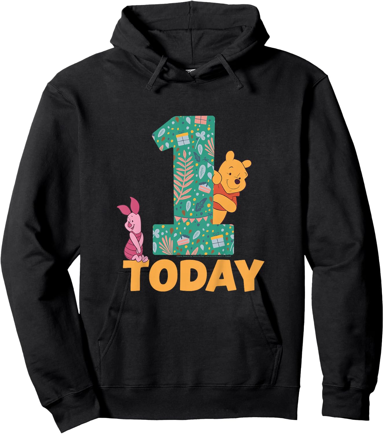 Disney Winnie the Pooh & Piglet Birthday 1 Year Old Today Hoodie - Hoodie | Black