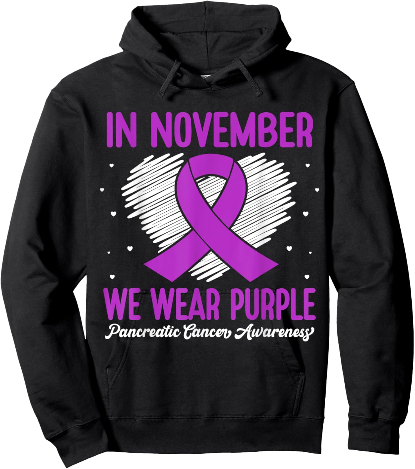 In November We Wear Purple Pancreatic Cancer Awareness Month Hoodie - Hoodie | Black