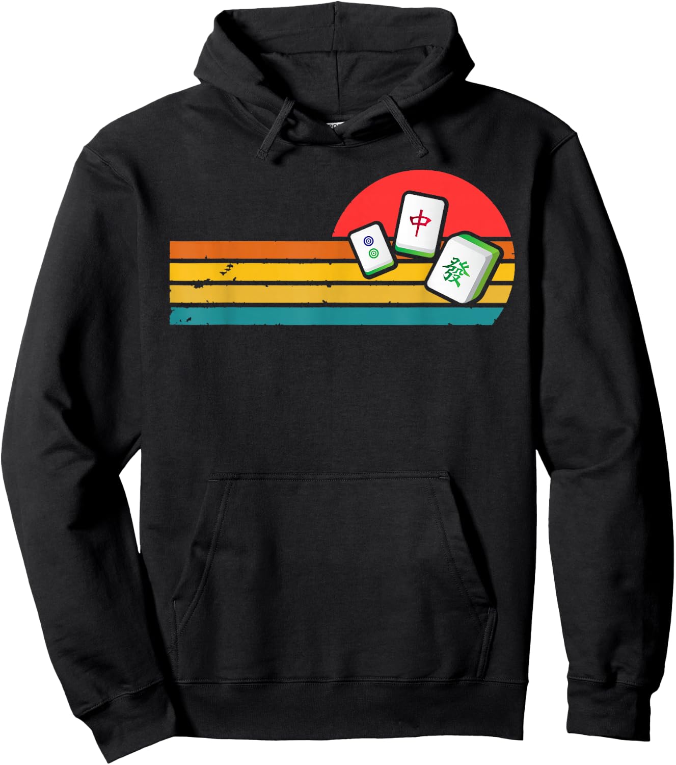Mahjong Chinese 80s Retro Mah Jongg Hoodie - Hoodie | Black