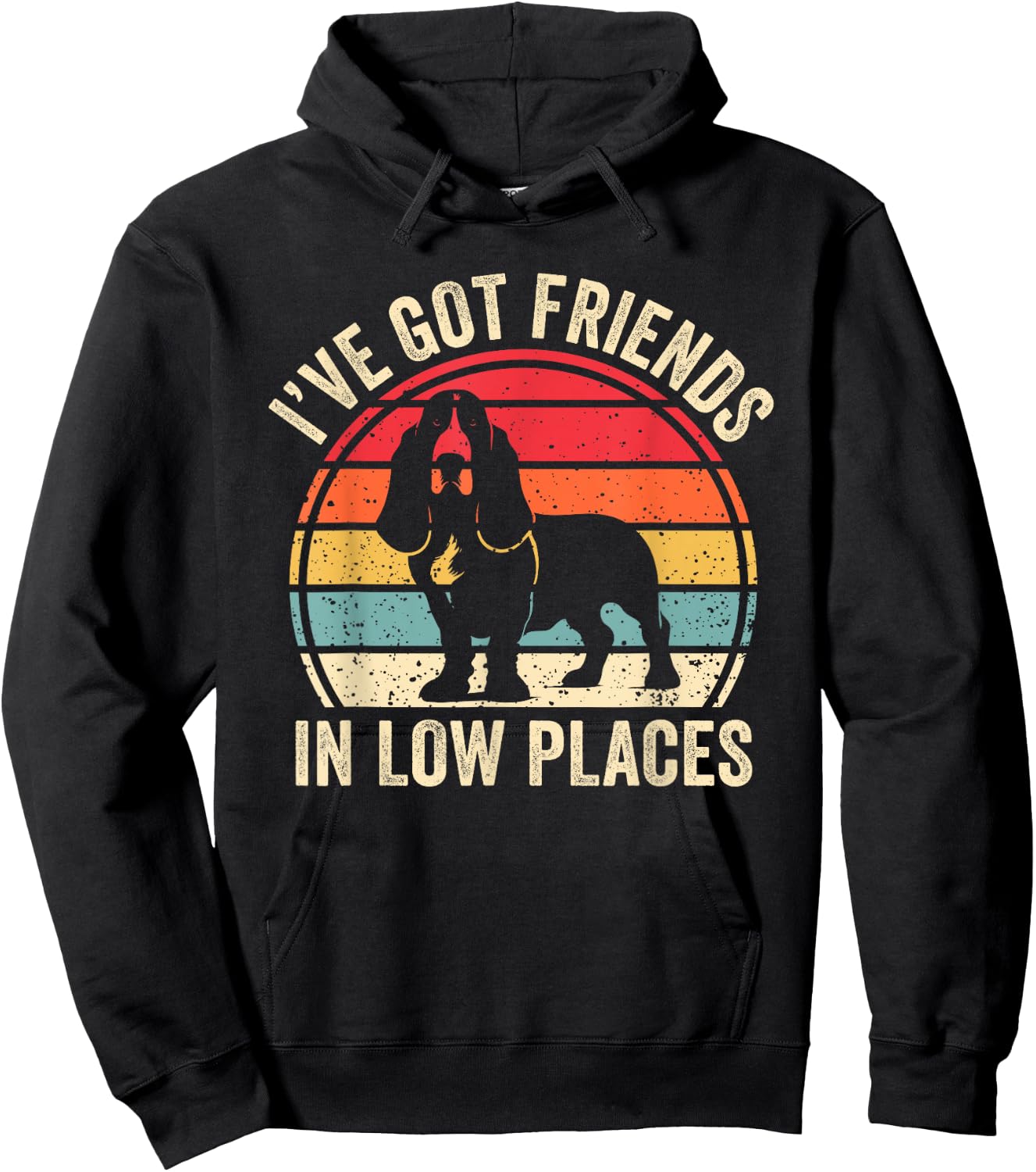 I've Got Friends In Low Places Funny Basset Hound Dog Lover Women Kids Hoodie - Hoodie | Black