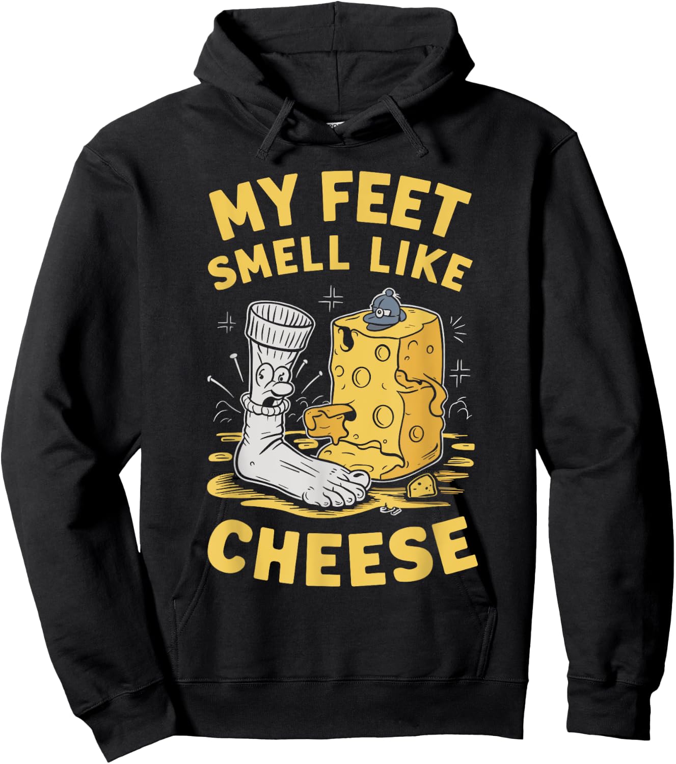 My Feet Smell Like Cheese Funny Stinky Feet Costume Joke Pun Hoodie - Hoodie | Black