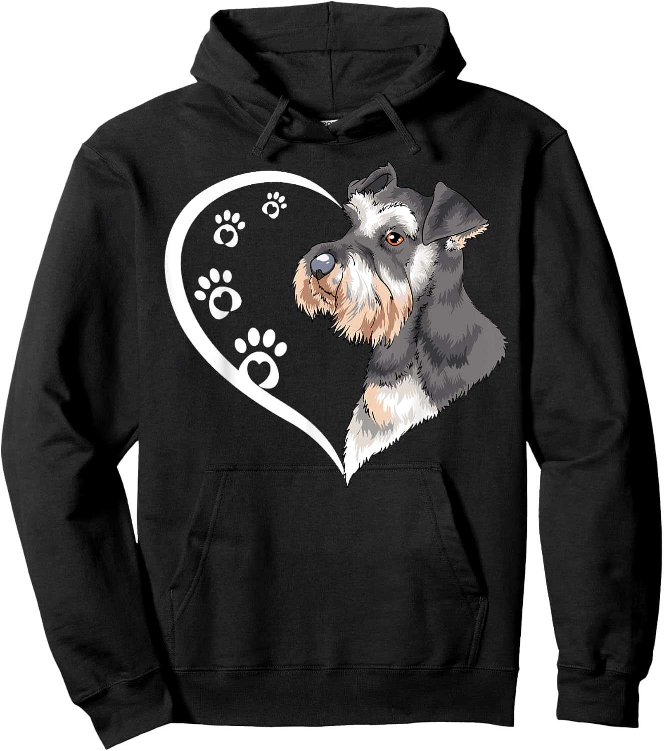 Miniature Schnauzer Shirts Girls Kids Heart Cute Hoodie - Hoodie | Black