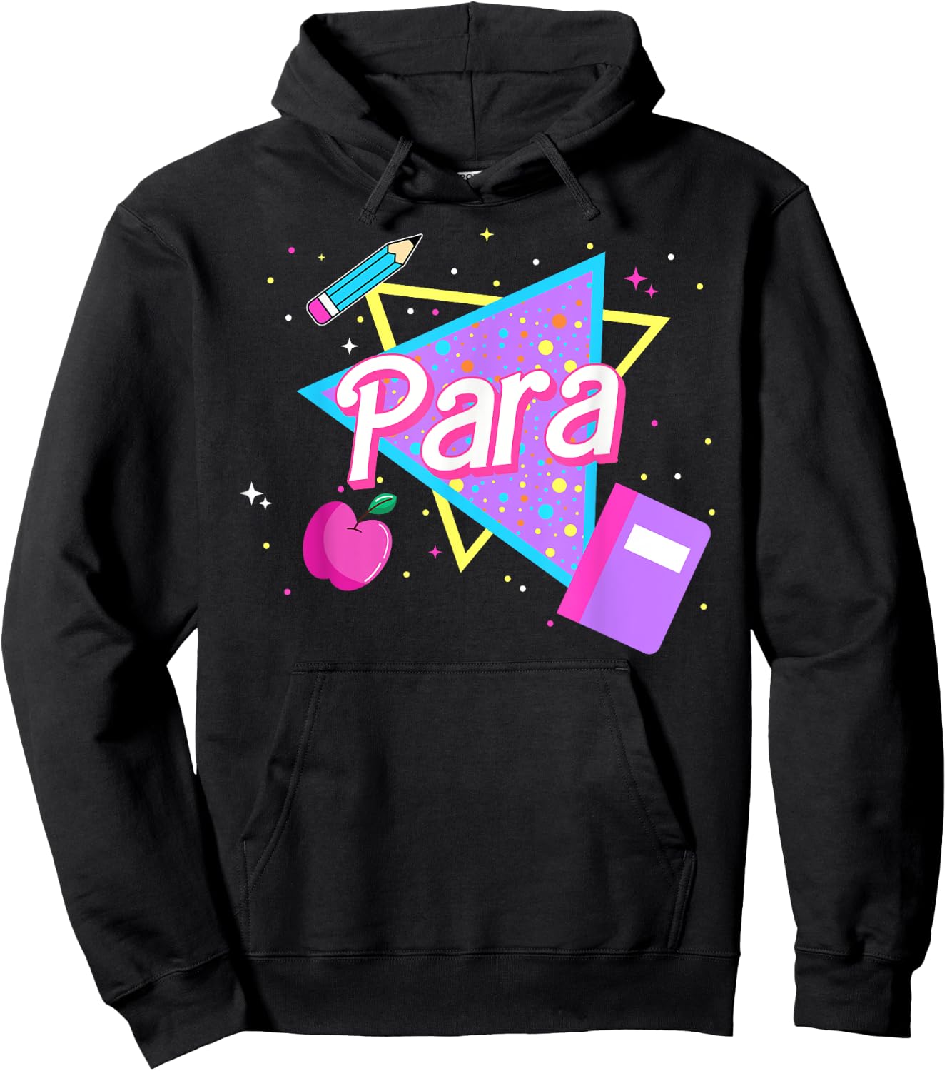 Cute Paraprofessional Shirt 80's 90's Style Retro Old School Hoodie - Hoodie | Black