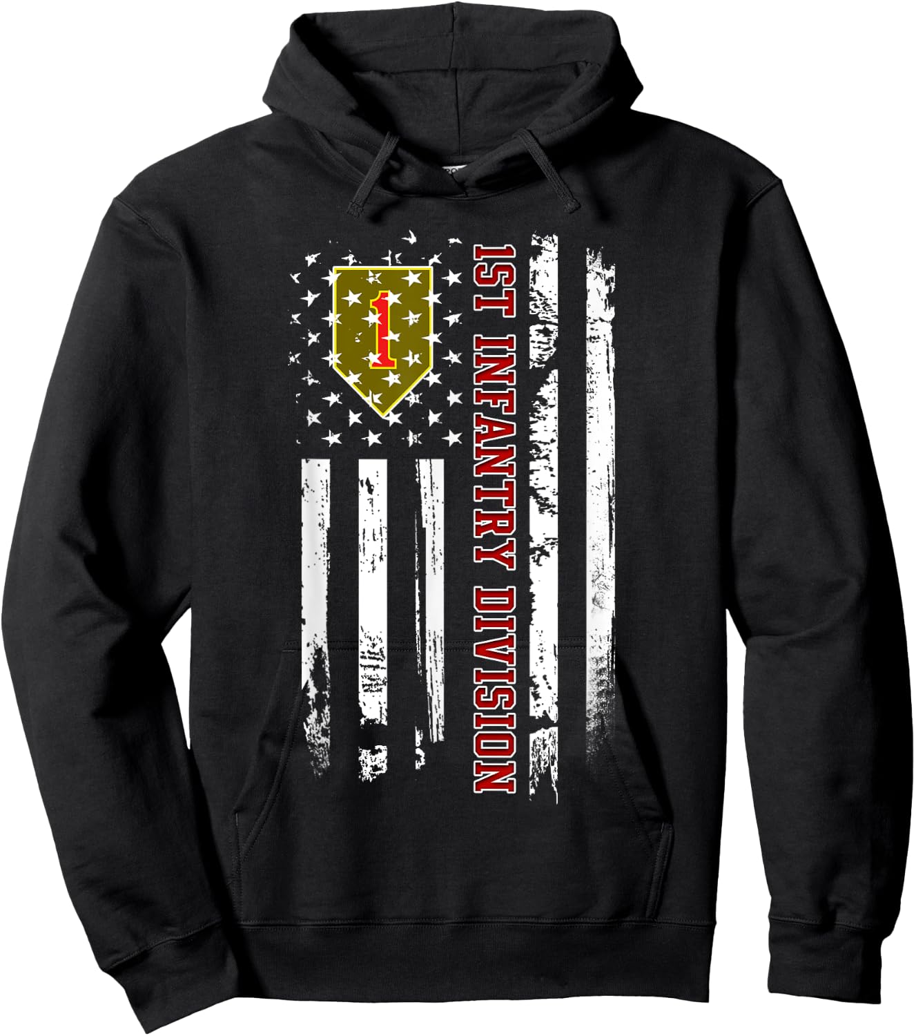 1st Infantry Division American Flag Military Veteran Day Hoodie - Hoodie | Black