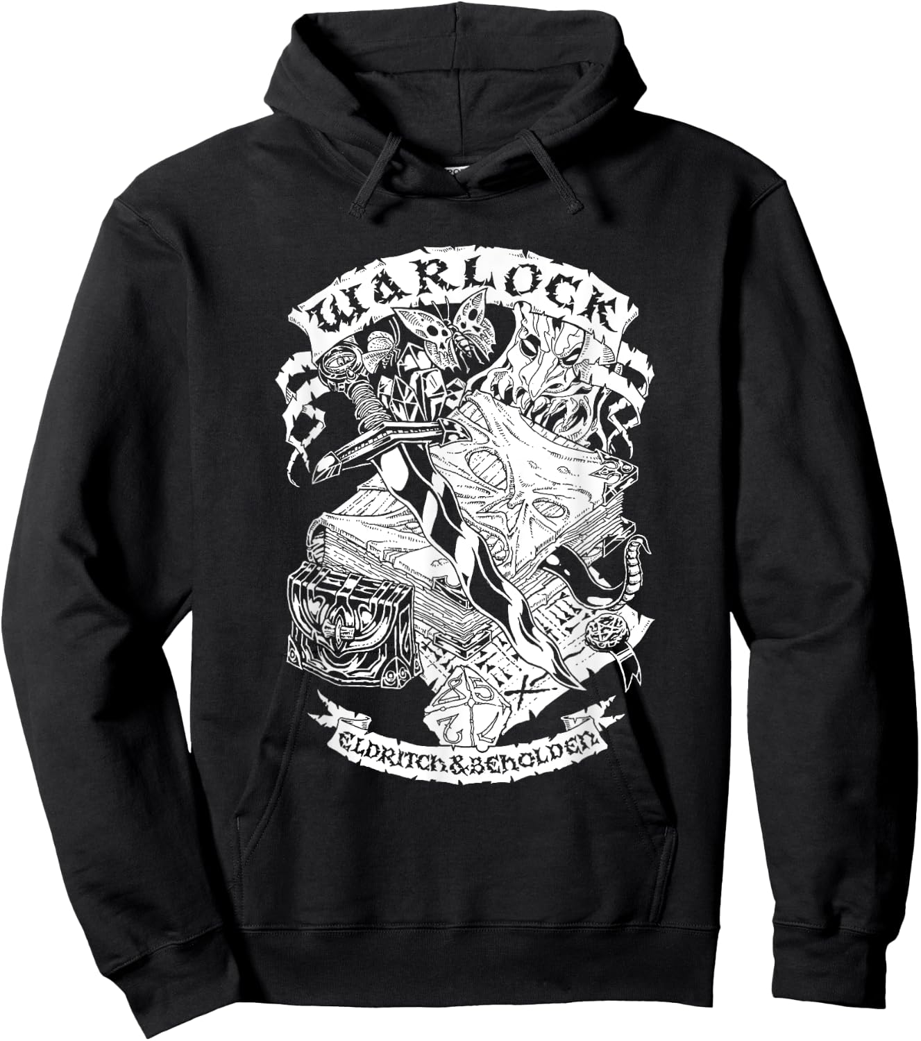 Games Sesh Fantasy RPG Warlock - -Adults, Black, Small, Short Sleeve, Regular Fit, Classic, Solid Colors: 100% Cotton Hoodie - Hoodie | Black