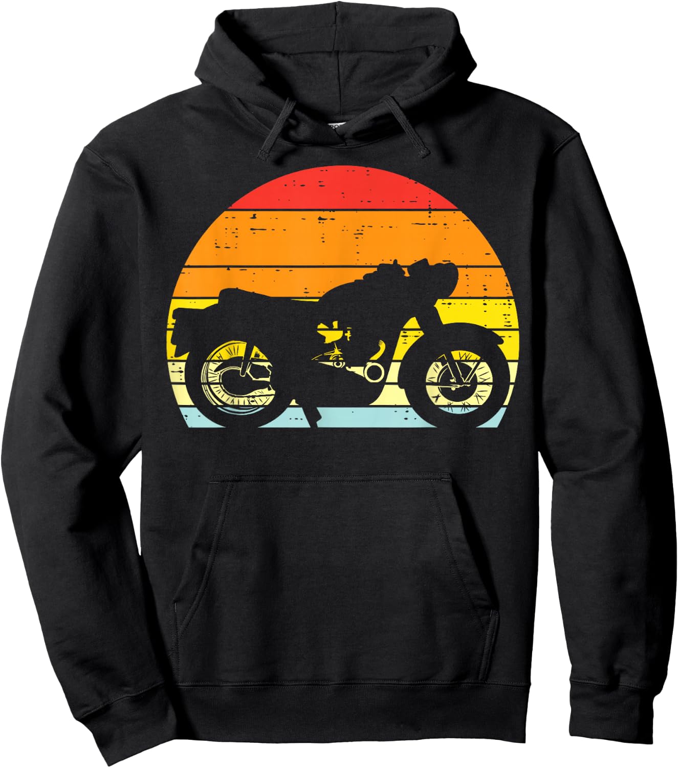 Biker Motorcycle Sunset Retro Motorbike Men Boys Kids Women Hoodie - Hoodie | Black
