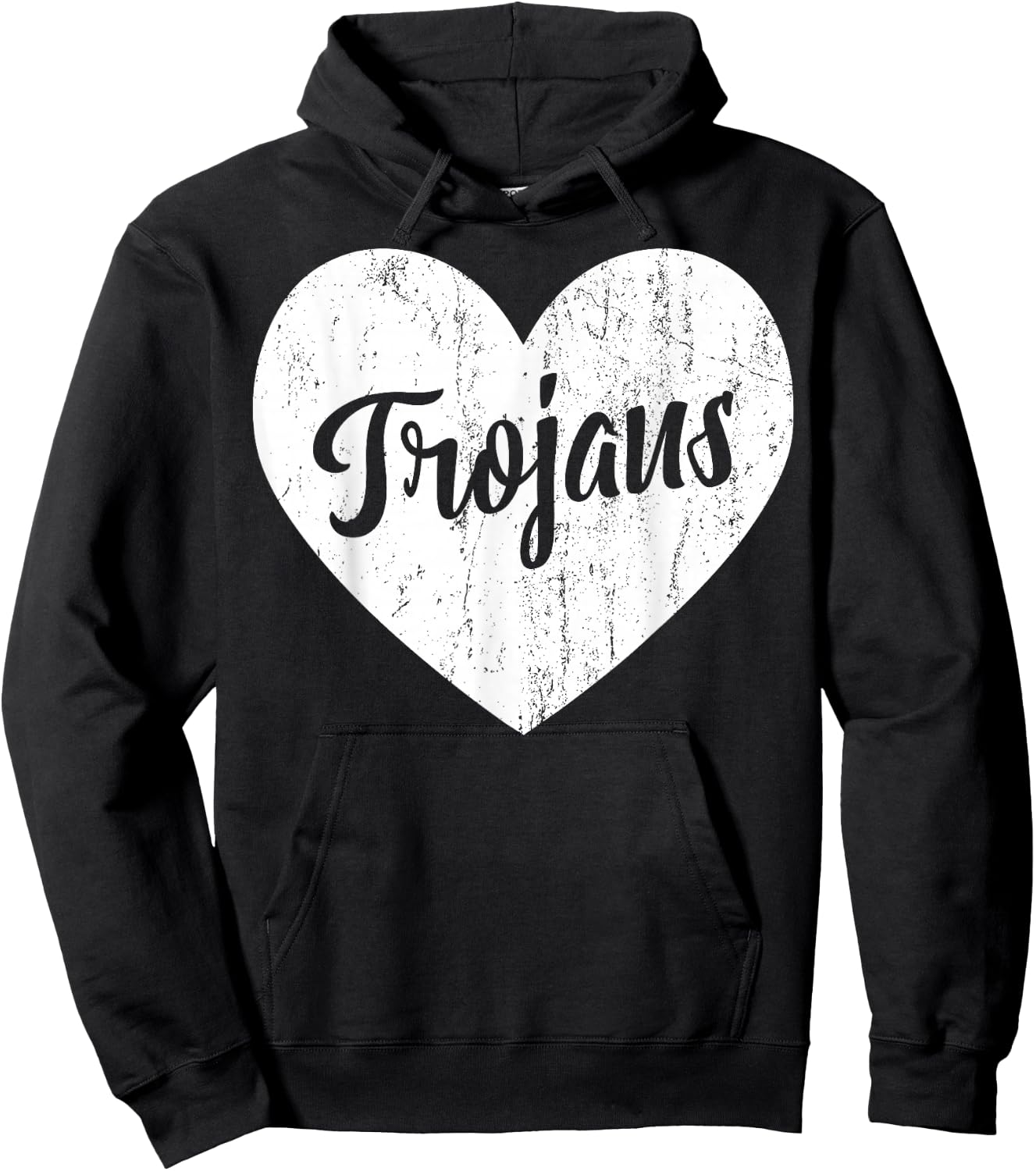 Trojans School Sports Fan Team Spirit Mascot Cute Heart Gift Hoodie - Hoodie | Black
