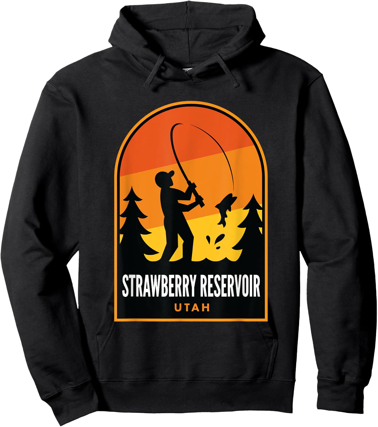 Strawberry Reservoir Utah Fishing Hoodie - Hoodie | Black